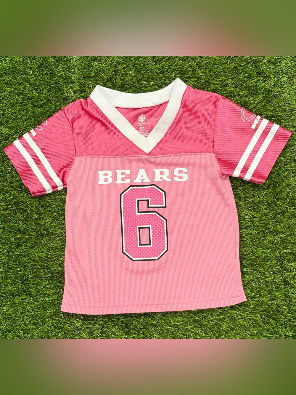NFL Team Apparel Chicago Bears Pink V-Neck Jersey Cutler #6 Toddler 18M